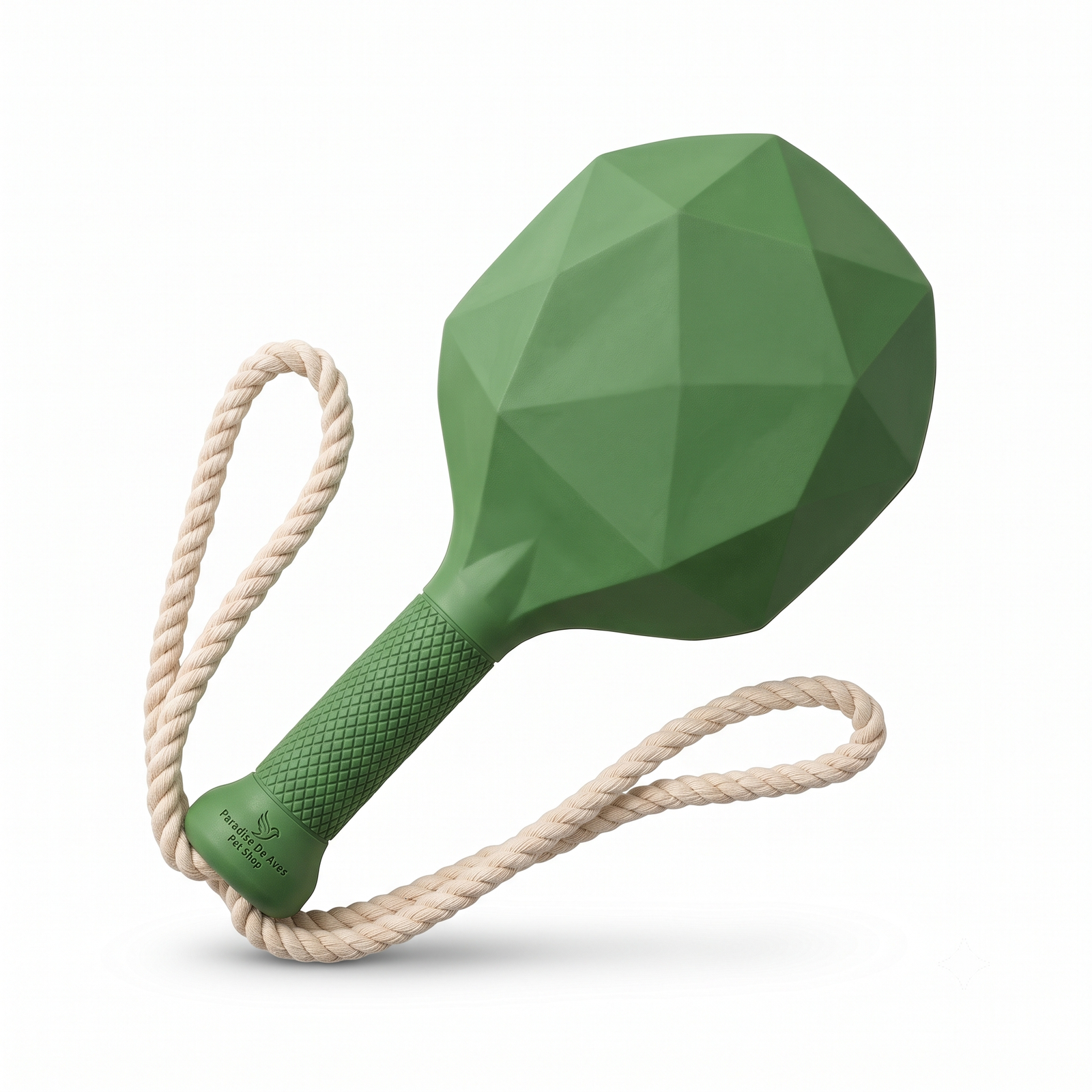 Paradise De Aves Pet Shop Geometric Dumbbell Dog Toy with Tug Rope - Olive Green