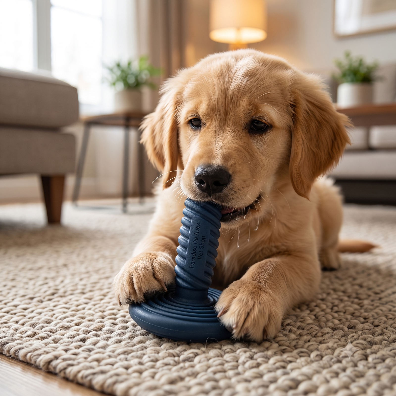Paradise De Aves Pet Shop Textured Dumbbell Dog Chew Toy - Navy Blue - Image 4