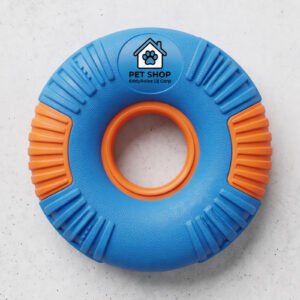 Pet Shop EddyRolex Dj Corp Ring Dog Toy with Center Opening - Blue and Orange