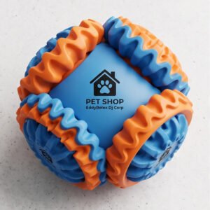 Pet Shop EddyRolex Dj Corp Ridged Barrel Dog Chew Toy - Blue and Orange