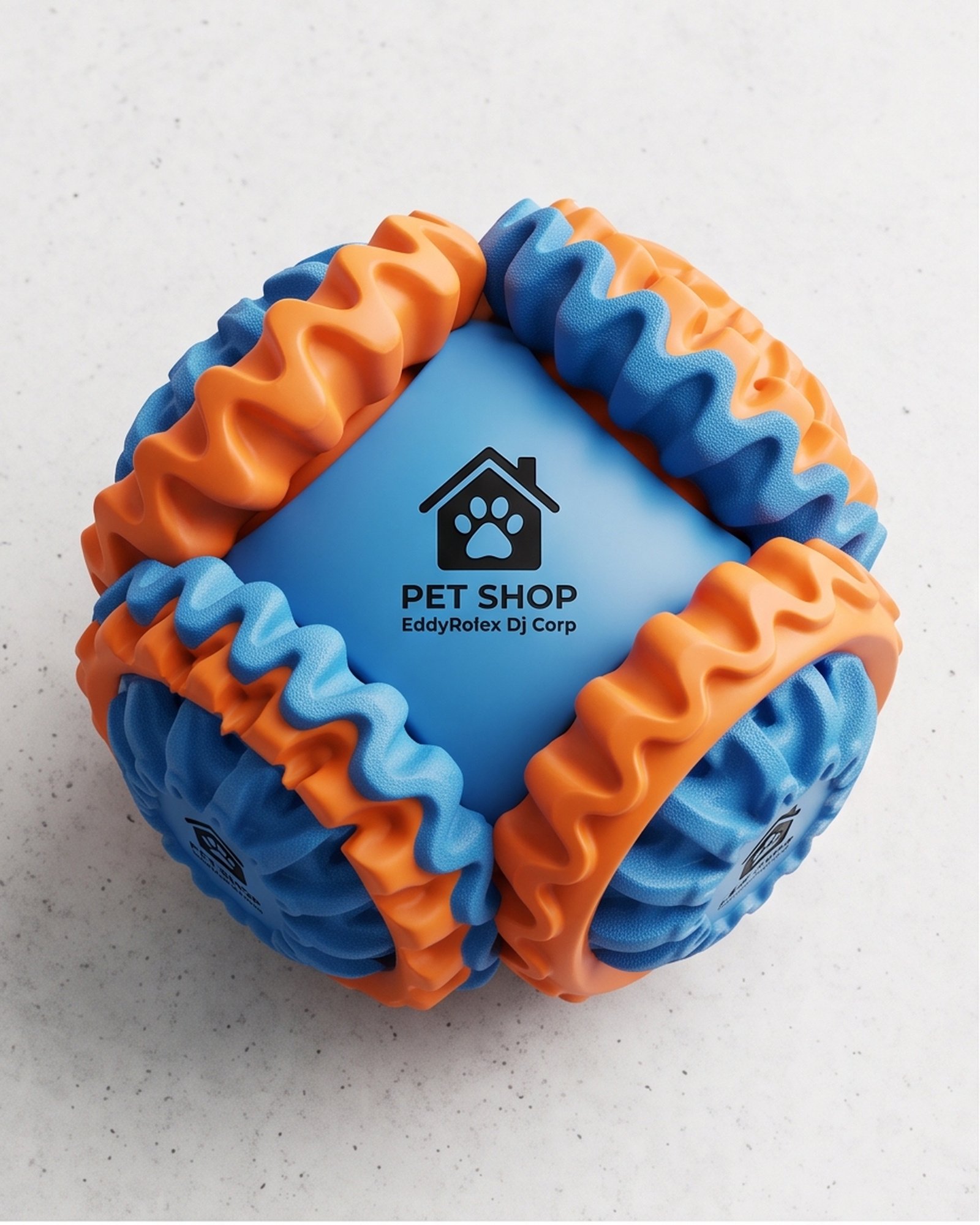 Pet Shop EddyRolex Dj Corp Ridged Barrel Dog Chew Toy - Blue and Orange