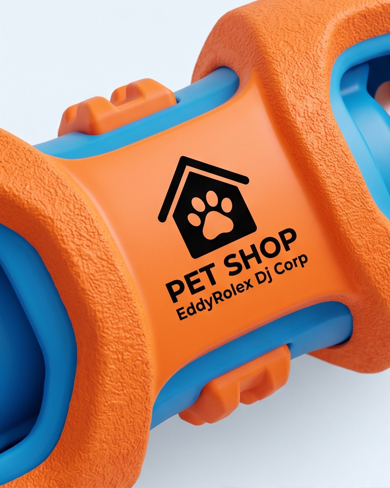 Pet Shop EddyRolex Dj Corp Bone-Shaped Dog Chew Toy with Rotating Rollers - Orange and Blue - Image 4