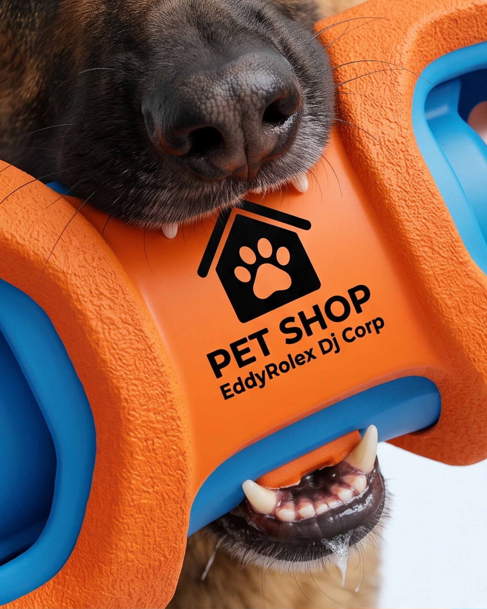 Pet Shop EddyRolex Dj Corp Bone-Shaped Dog Chew Toy with Rotating Rollers - Orange and Blue - Image 5