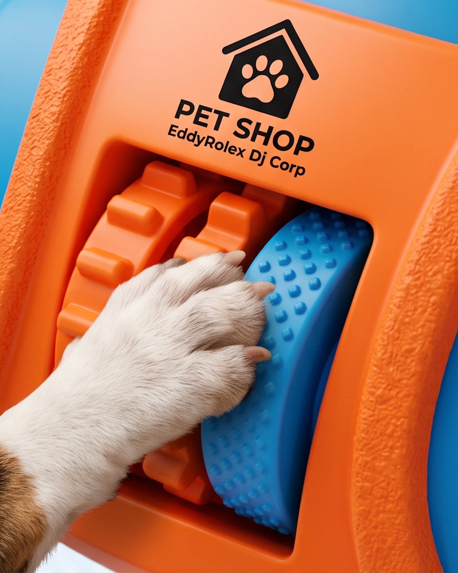 Pet Shop EddyRolex Dj Corp Bone-Shaped Dog Chew Toy with Rotating Rollers - Orange and Blue - Image 6