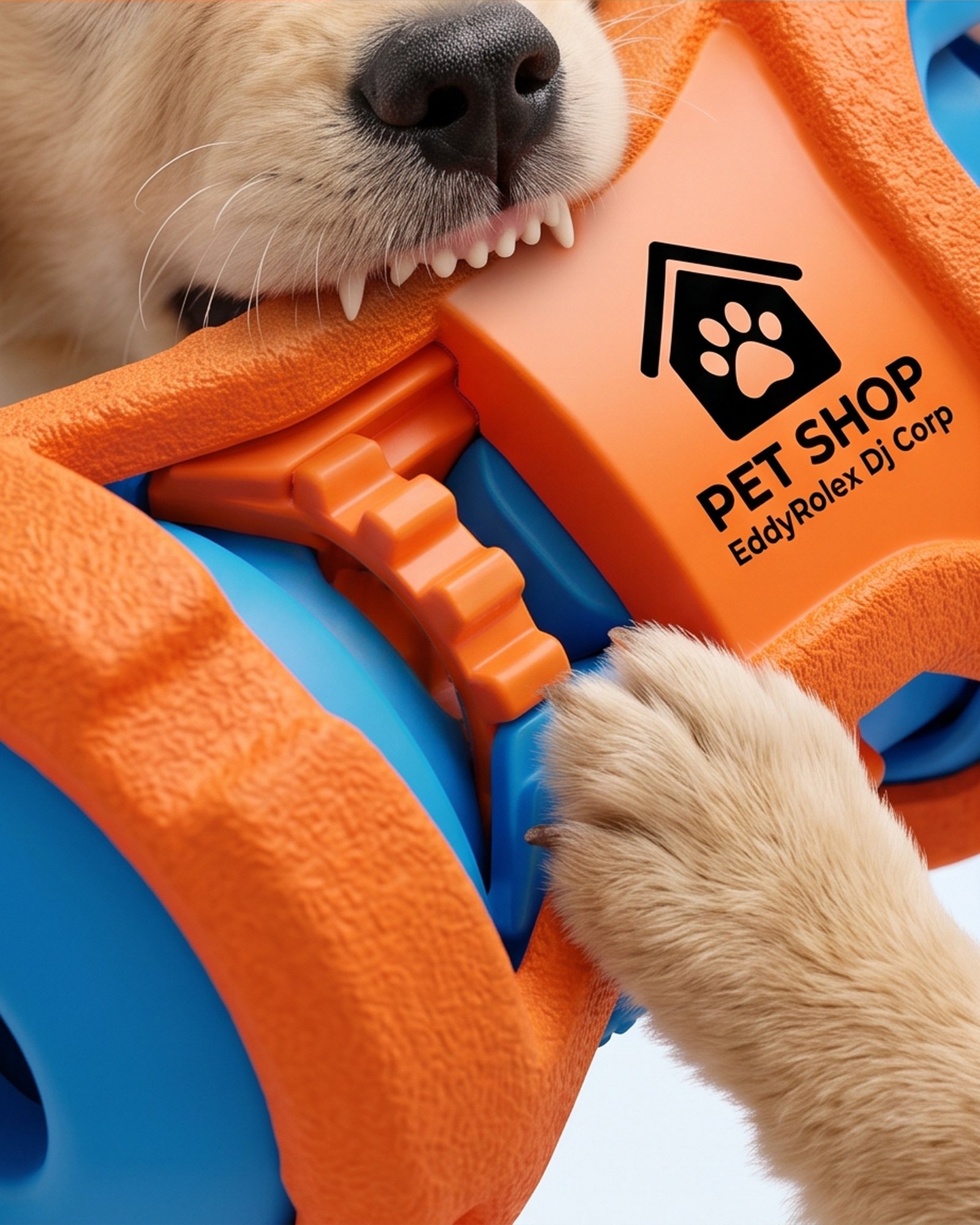 Pet Shop EddyRolex Dj Corp Bone-Shaped Dog Chew Toy with Rotating Rollers - Orange and Blue - Image 7