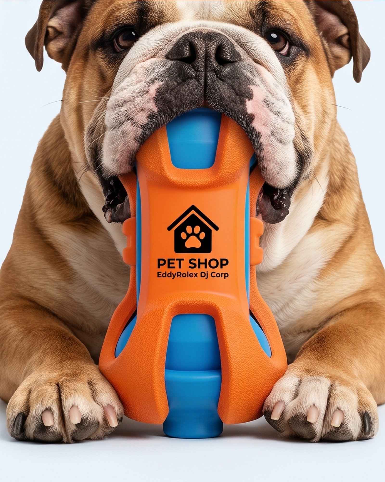 Pet Shop EddyRolex Dj Corp Bone-Shaped Dog Chew Toy with Rotating Rollers - Orange and Blue - Image 8